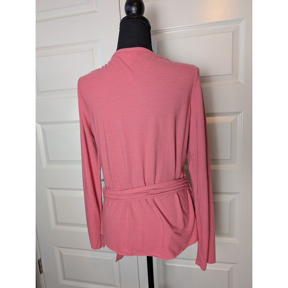 J. Jill True Wrap Top Size M Pink Long Sleeve Soft Coquette Preppy - Picture 2 of 9